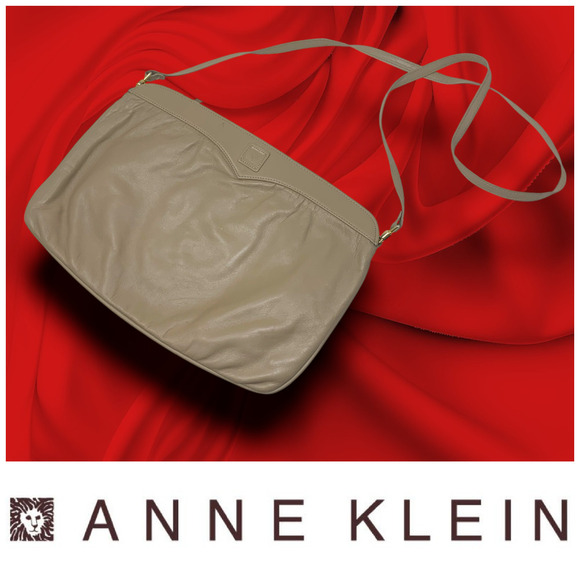 Vintage 1980's Anne Klein Calderon Tan Leather Shoulder Bag Purse Classic Preppy - Picture 1 of 7